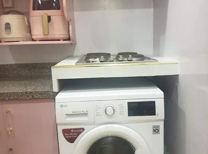 New Pinkish Two Bedrooms Unit With Full Korean Kitchenette Apartahotel
